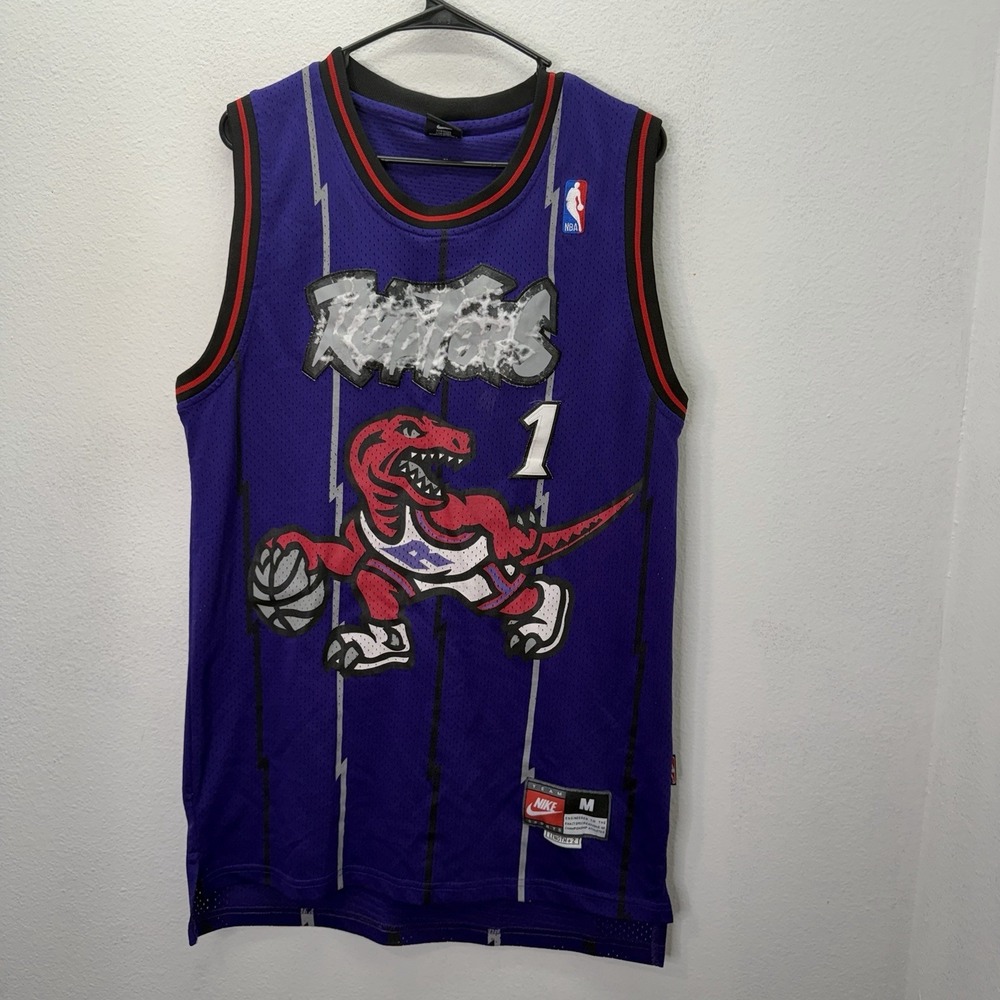 Vintage Toronto Raptors Jersey Mens Medium Purple NBA Basketball McGrady 1 Nike
